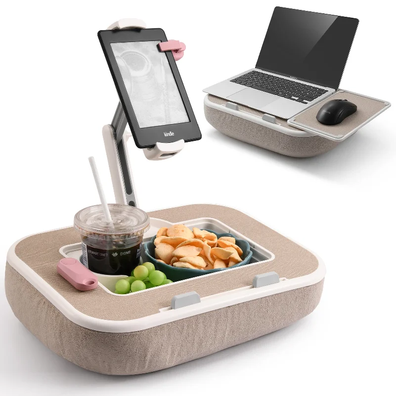 Pillow Tablet Stand with Storage Space 360 Rotatable Clip for 4.7-13" Phone Tablet Kindle 15" Laptop
