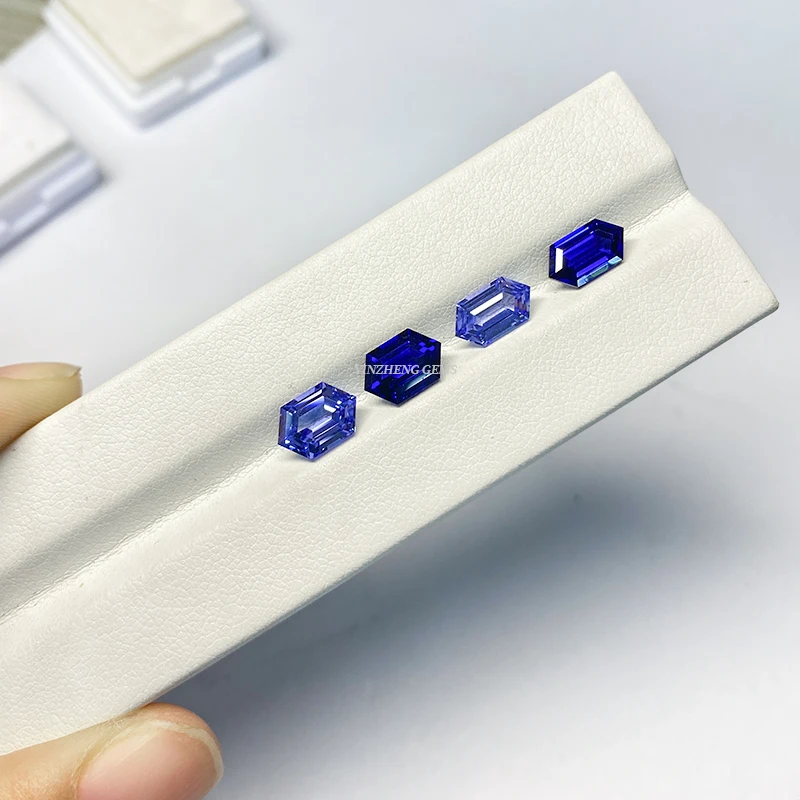 Manufacture high quality Sapphire royal blue Lab grown Elongated hexagon Cut shape loose gemstones for Jewelry making