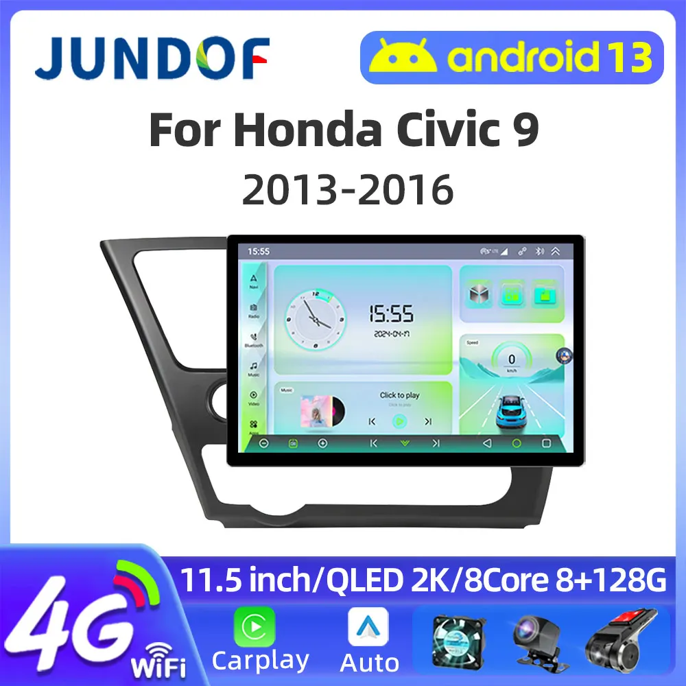 

11.5" 2 Din Android 13 Car Radio for Honda Civic 2013-2016 Multimedia Player Stereo wireless Carplay Auto GPS 4G Head Unit