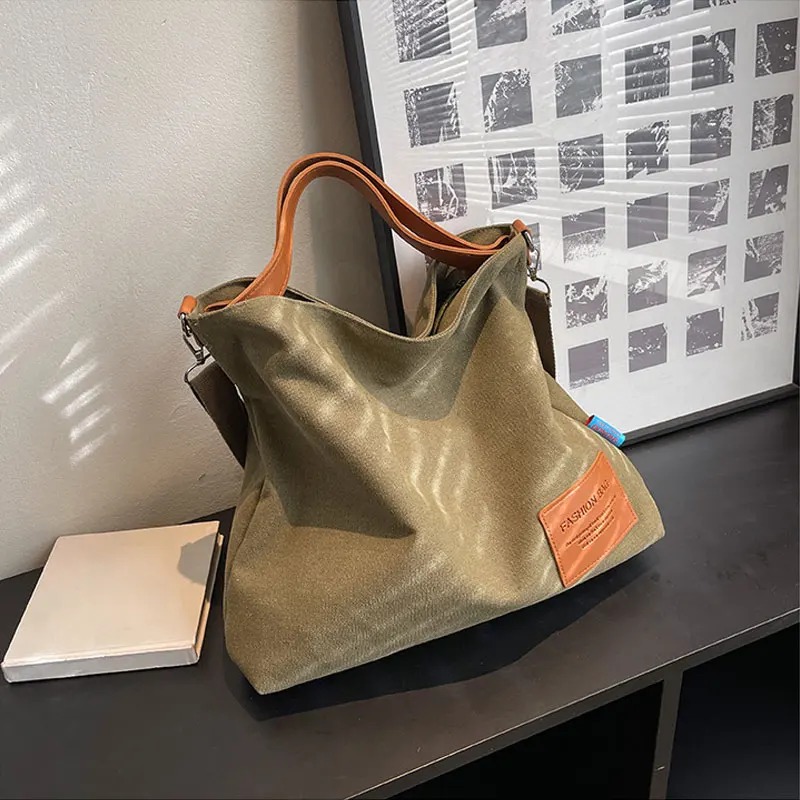 Large-capacity Canvas Bag Oblique Span High-end Texture Versatile Shoulder Tote Bag