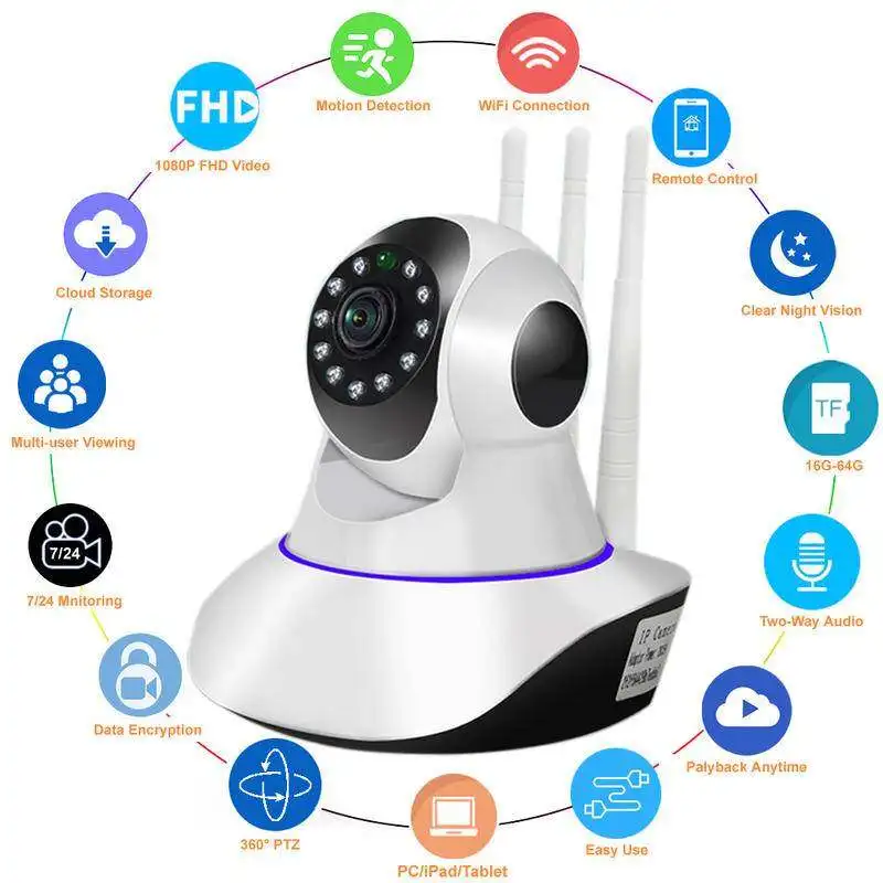 camera de vigilancia sem fio home security camera ip interna deteccao de movimento 360 ptz cam monitor do bebe wifi v380 1080p 01