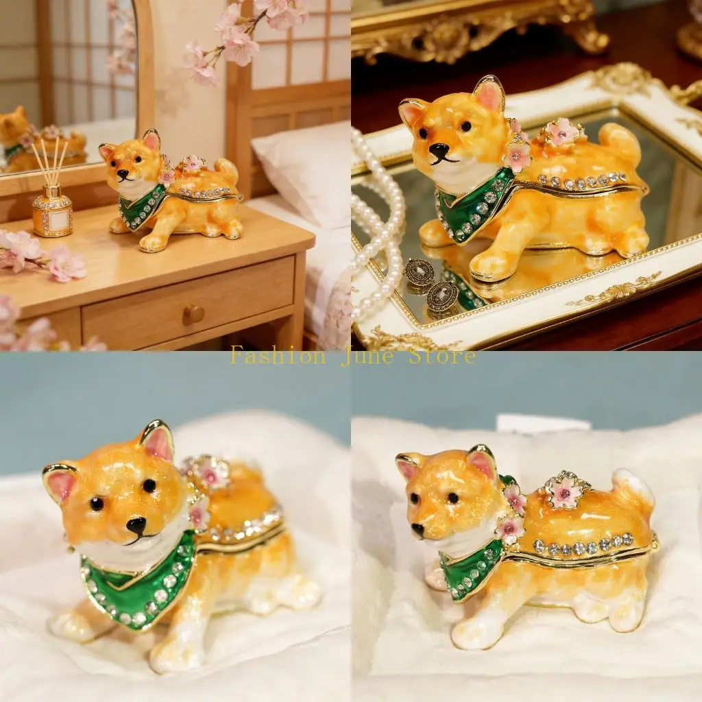N5KA Lovely Dog Themed Jewelry Accessory Display Box with Intricate Handmade