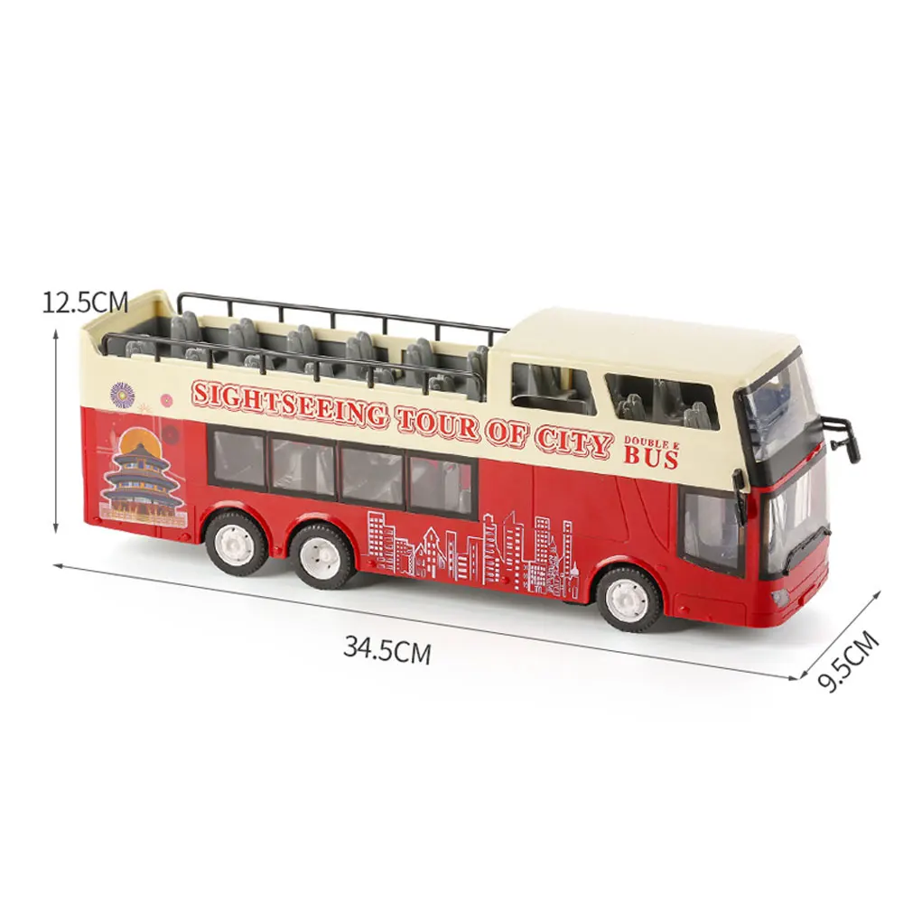 1:12 RC Bus 2.4G zdalnie sterowanym samochodowym dwupiętrowym 2.9 km/h z dźwiękiem LED RC elektroniczny pojazd zabawka jeden klucz otwarte drzwi