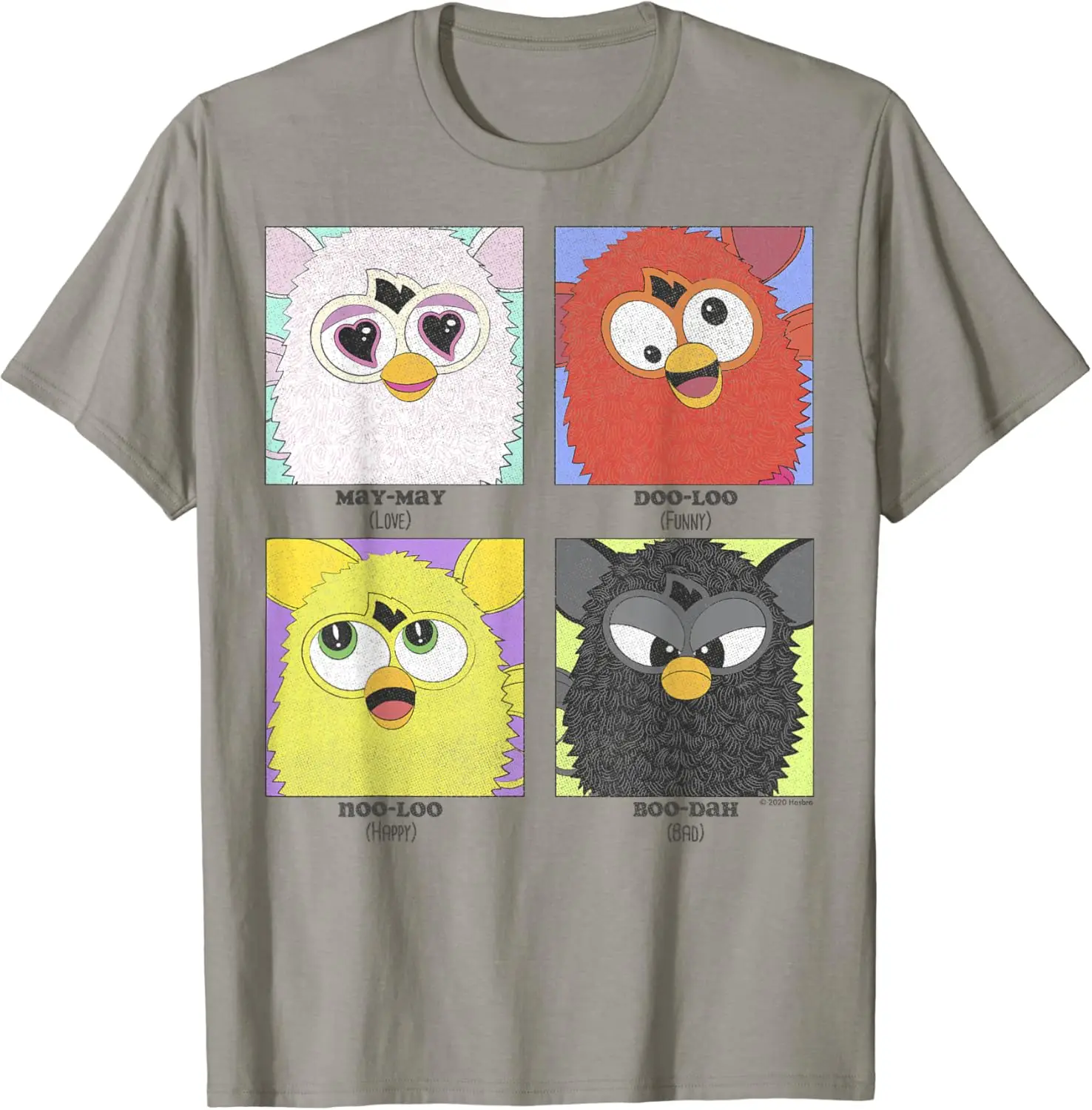 Furby Different Emotions Vintage Box Up T-Shirt Casual O-Neck Tee Shirts Streetwear