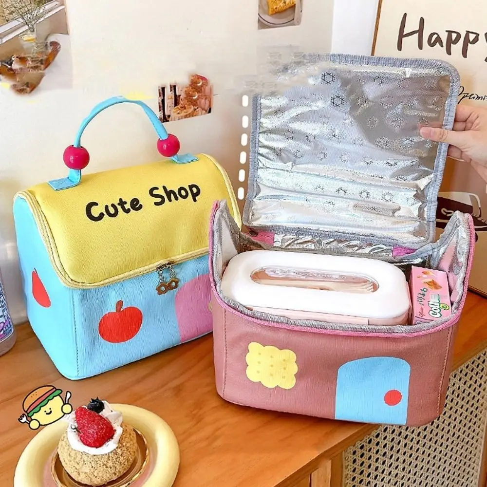 

Waterproof Small House Insulation Bag Cartoon Zipper Hand-held Lunch Bag Large Capacity Picnic Supplies Portable Lunch Box