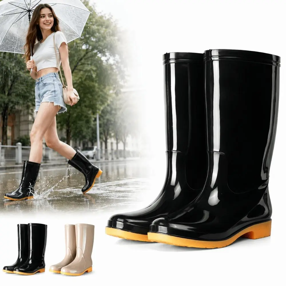 Non-slip Women's Long Rain Boots High-Top Waterproof Garden Rain Shoes Durable Lightweight Water Shoes For Outdoors,Kitchen,Work view 4