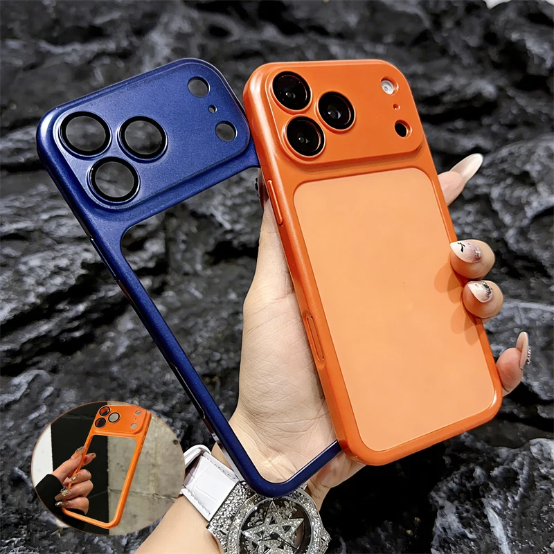Luxuriöses, mattes Hohlrahmen-Gehäuse mit Wärmeableitung für iPhone 17 Pro 16 Pro Max, Kameralinsen-Schutz, stoßfeste Hartschale