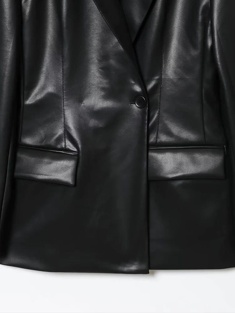 النمط الأوروبي والأمريكي الخريف الوافدين الجدد الملابس النسائية مزاجه سليم صالح تقليد الجلود سترة طويلة الأكمام #5