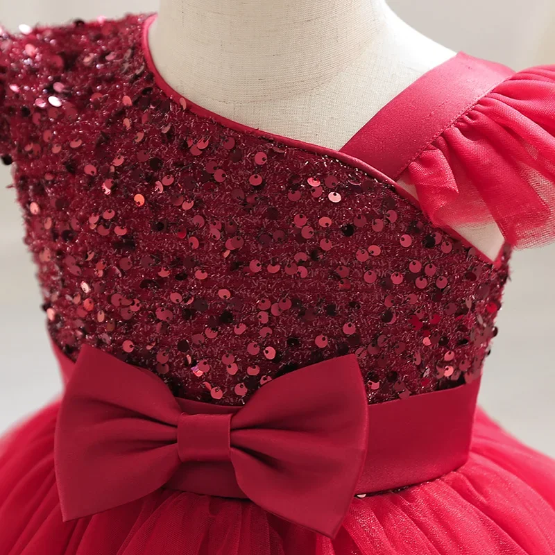 Платье Doveark для девочек, вечернее платье с блестками для маленьких детей, сетчатая марлевая юбка с летящими рукавами, короткая стильная юбка принцессы M132