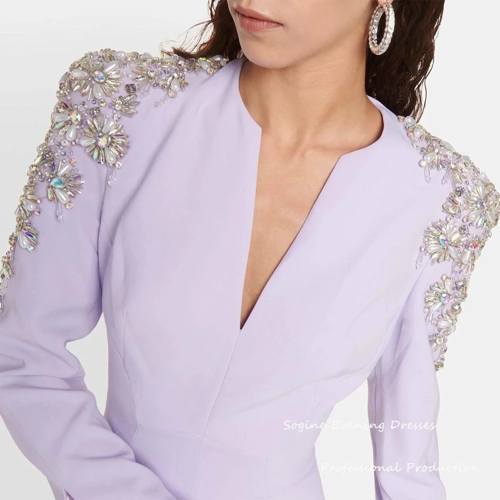 

V-Neck Crepe Customized Evening Dresses For Women Mermaid Crystal-Embellished فساتين سهرة Cocktail Party Gowns Formal