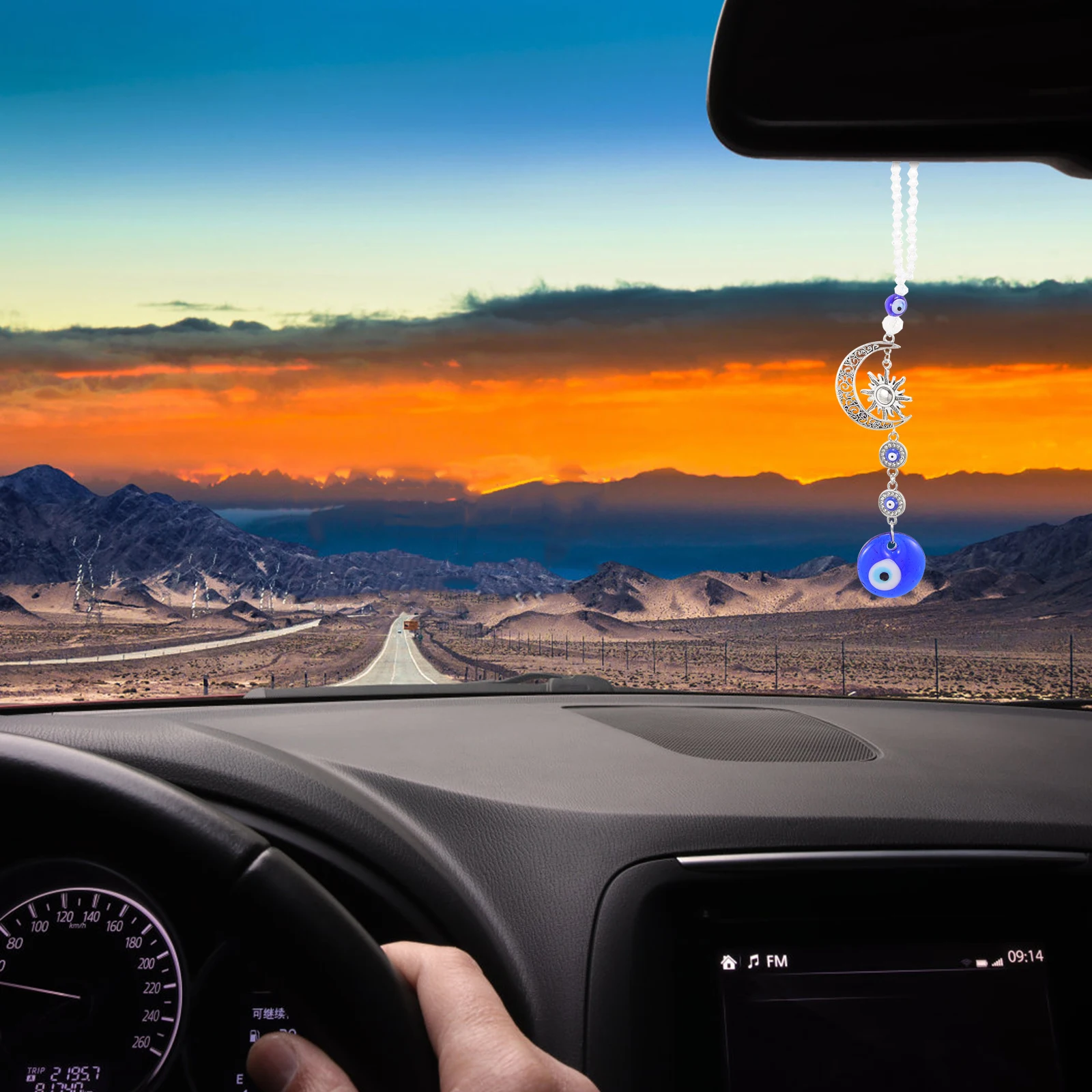 

Auto Accessories Baby Car Rearview Vehicle Mirror Evil Eye Decor Crystal Ornaments for Hanging