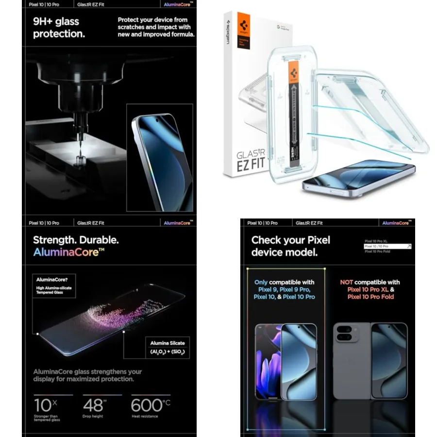 

AluminaCore Tempered Glass Screen tector [GlasTR EZ FIT] designed for 9 9 [2 Pack] Aluminum-Enhanced Durability and Impact Resi