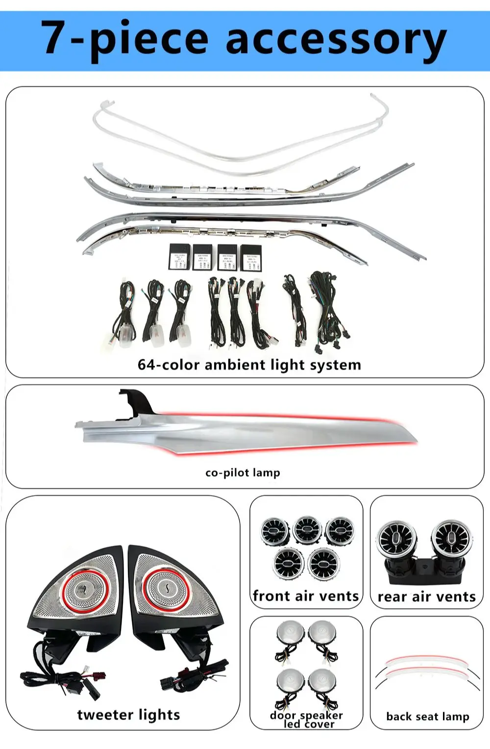 For Benz C/GLC C-Coupe W205 X253 For AMG C43 C63 Car Decorative Lamp MB LED Air Vents Nozzle Ambient Light 3D Tweeter Speaker