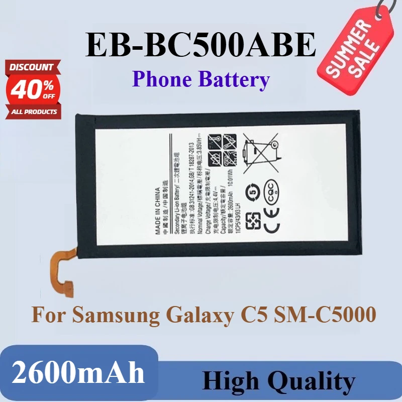 Hochwertiger, brandneuer Ersatz-Handy-Akku EB-BC500ABE 3,85 V 2600 mAh für Samsung Galaxy C5 SM-C5000