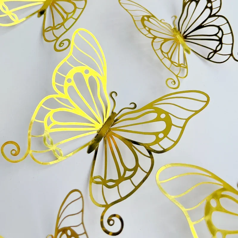 3D Texture Lines Hollow Butterfly Wall Pasted Polka Dot Dazzling Refrigerator Window Home Holiday Decoration Stickers Crafts