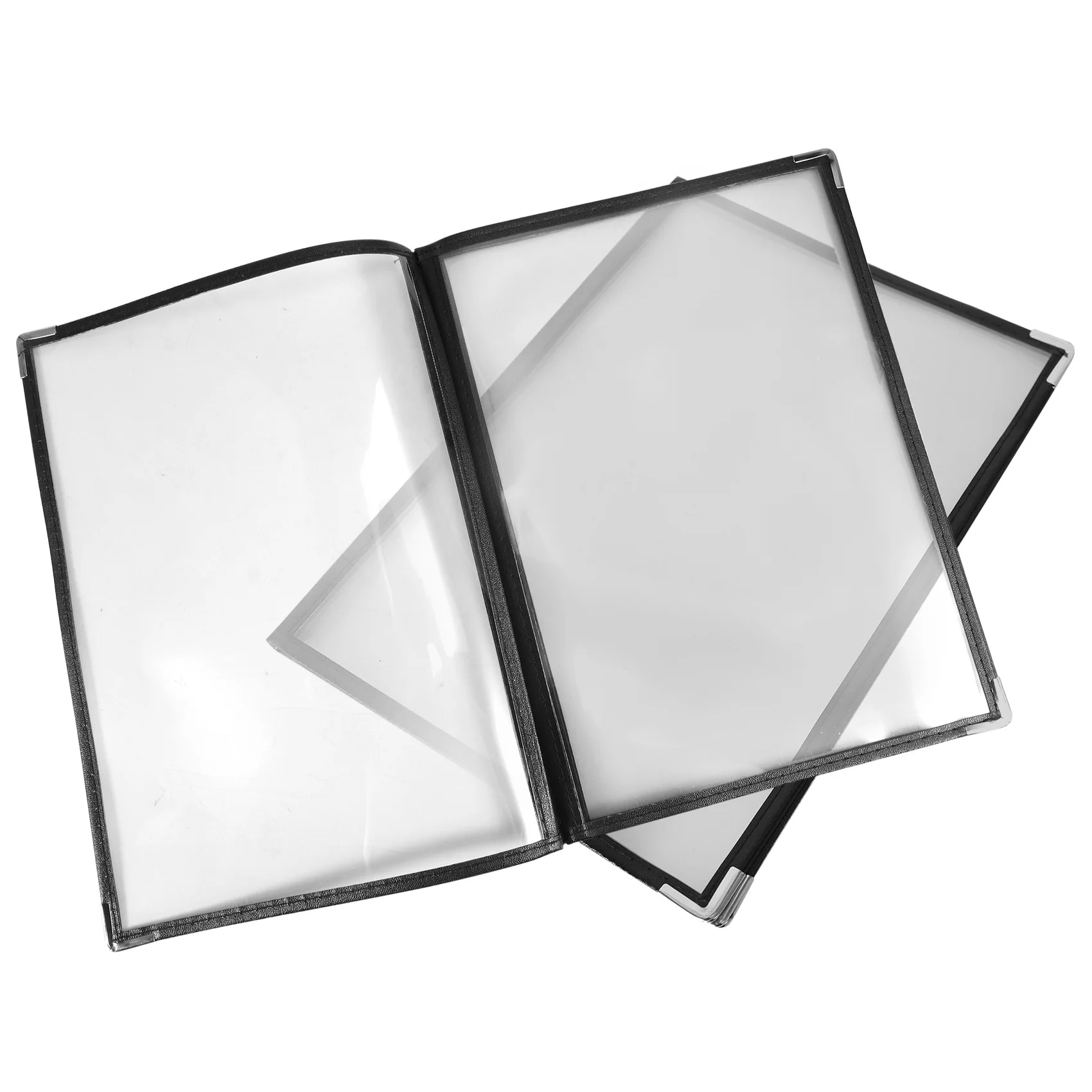 2Pcs Transparent Restaurant Menu Covers for A4 Size Book Style Cafe Bar 4 Pages 8 View