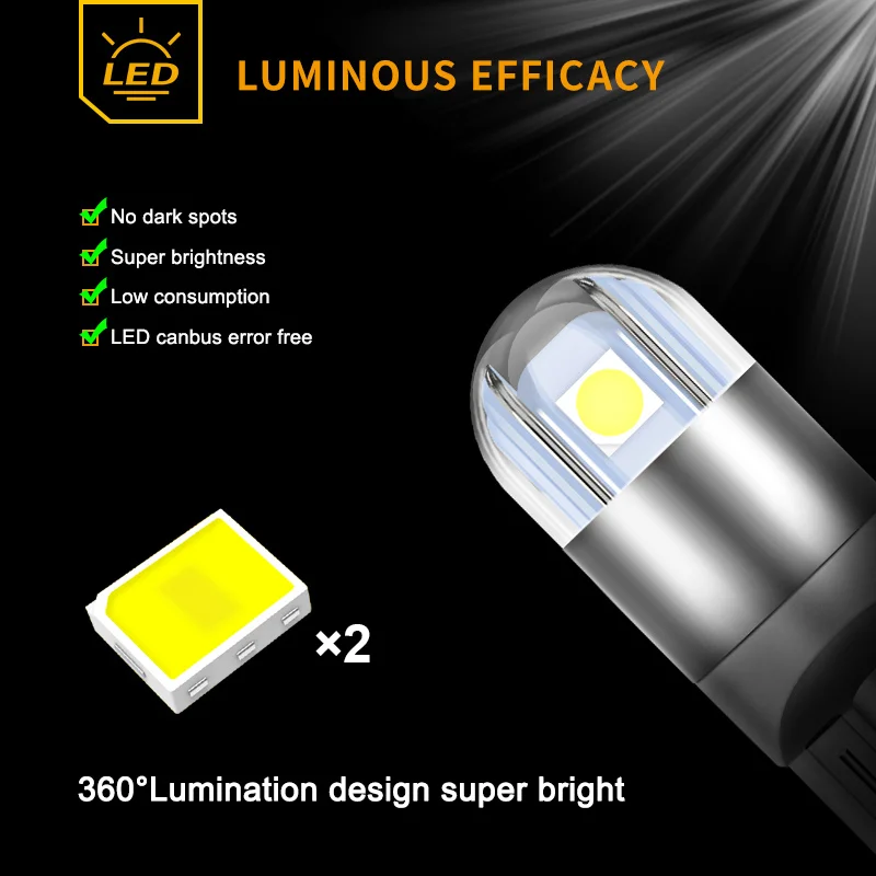 4x LED Clearance Light Bulb Lamp W5W T10 Canbus For Skoda Fabia MK1 MK2 MK3 Felicia Superb Octavia 1 2 3 A5 A7 Rapid Yeti Karoq