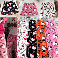 Sanrio Hello Kitty Pajama Pants Anime Fleece Double Elastic Fabric Soft Trousers Women Trousers Kawaii Halloween Birthday gifts