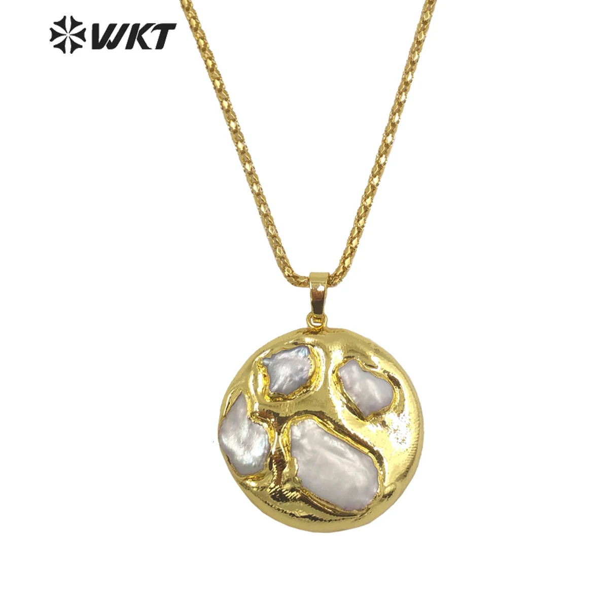 WT-N1448 New Arrival Tourmaline&Fluorite And Pearl Gold Plated Pendant Adjustable Chain Necklace For Friends Special Gift