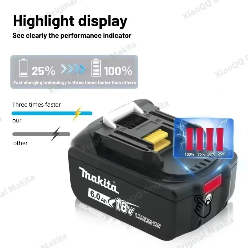 Bl1860 Batteria agli ioni di litio originale makita 18v 3Ah/5Ah/6Ah per Makita LXT BL1830 BL1815 BL1860 BL1840 BL1850 TW251D TD251DZ