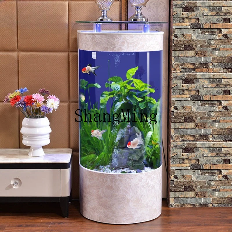 

ZYY living room water-free floor tank household aquarium vertical semicircular fish tank