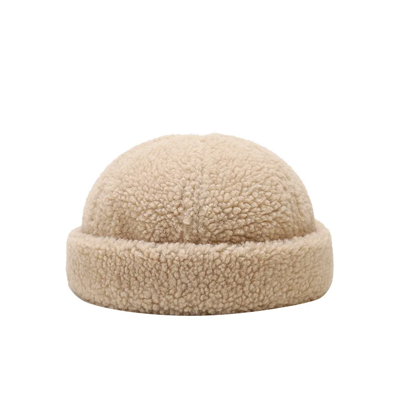 Hot New Beanie Lamb Wool Simple Solid Colour Landlord Cap Men Women Warm Hats Japanese Melon Skin Cap Mens Cap