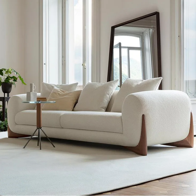 

Living room lamb wool fabric sofa