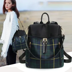 NEW Women Plaid Nylon Female Travel Daypack Laptop Backpack Book Schoolbags Feminina School Casual Rucksack Women Bag