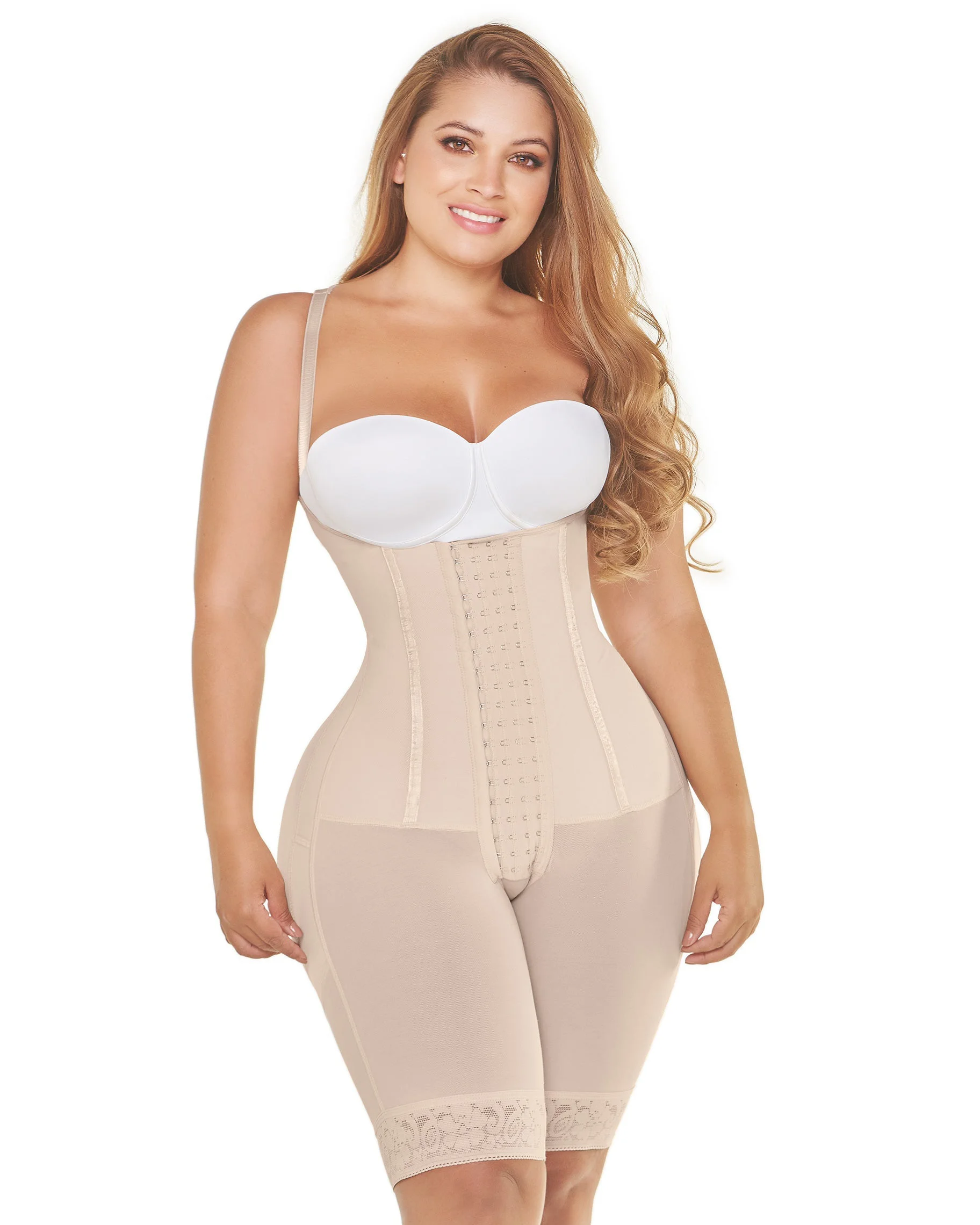 Girdle mid-thigh free breasts sleeve reinforcement front snaps front perineal zipper Free Breasts Perineal Opening Crotch