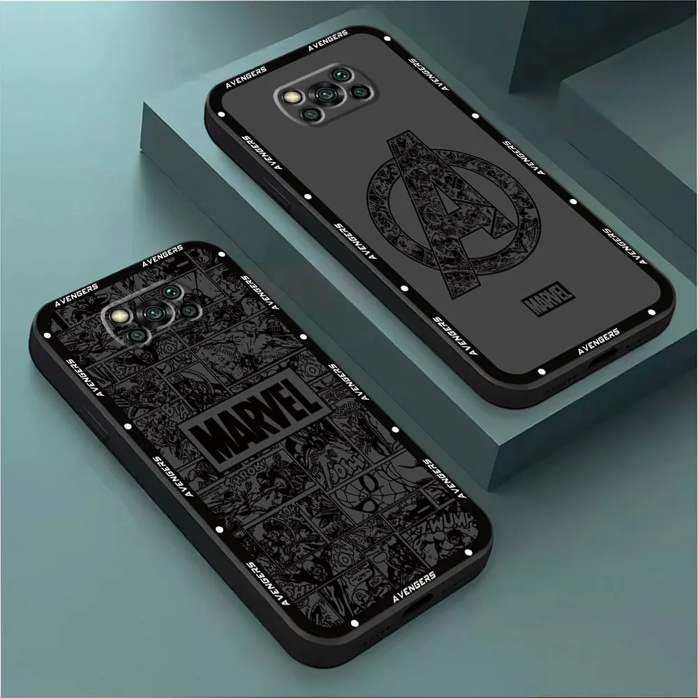 Black Soft Funda Armor Cover Case for Xiaomi Mi 11T 12T 12 Lite 11 Lite CC9 Pro Note 10 13 10T Pro 13 Pro 11T Pro Marvel Logo