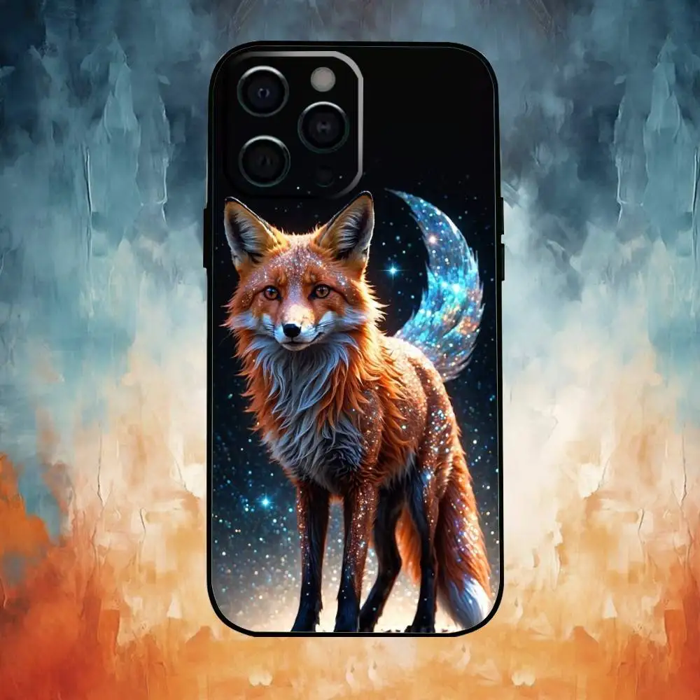 Linda funda de teléfono A-Animal F-Fox para iPhone17,16,15,14,13,12,11 Plus,Pro Max, funda negra suave