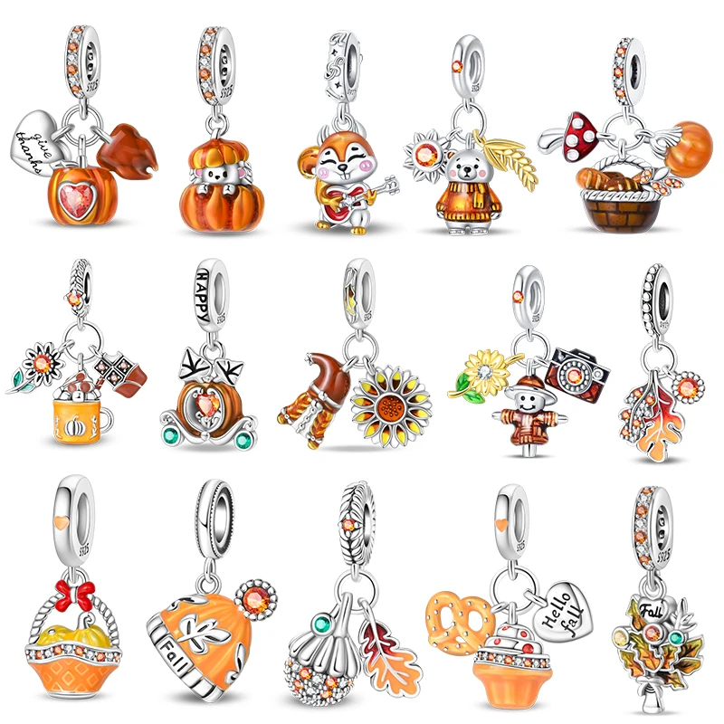 

Новые серебряные шармы-бусины из серебра 925 пробы в осеннем стиле с тыквами, подходят для оригинальных серебряных браслетов, для создания изысканных украшений своими руками, подарок для женщин.