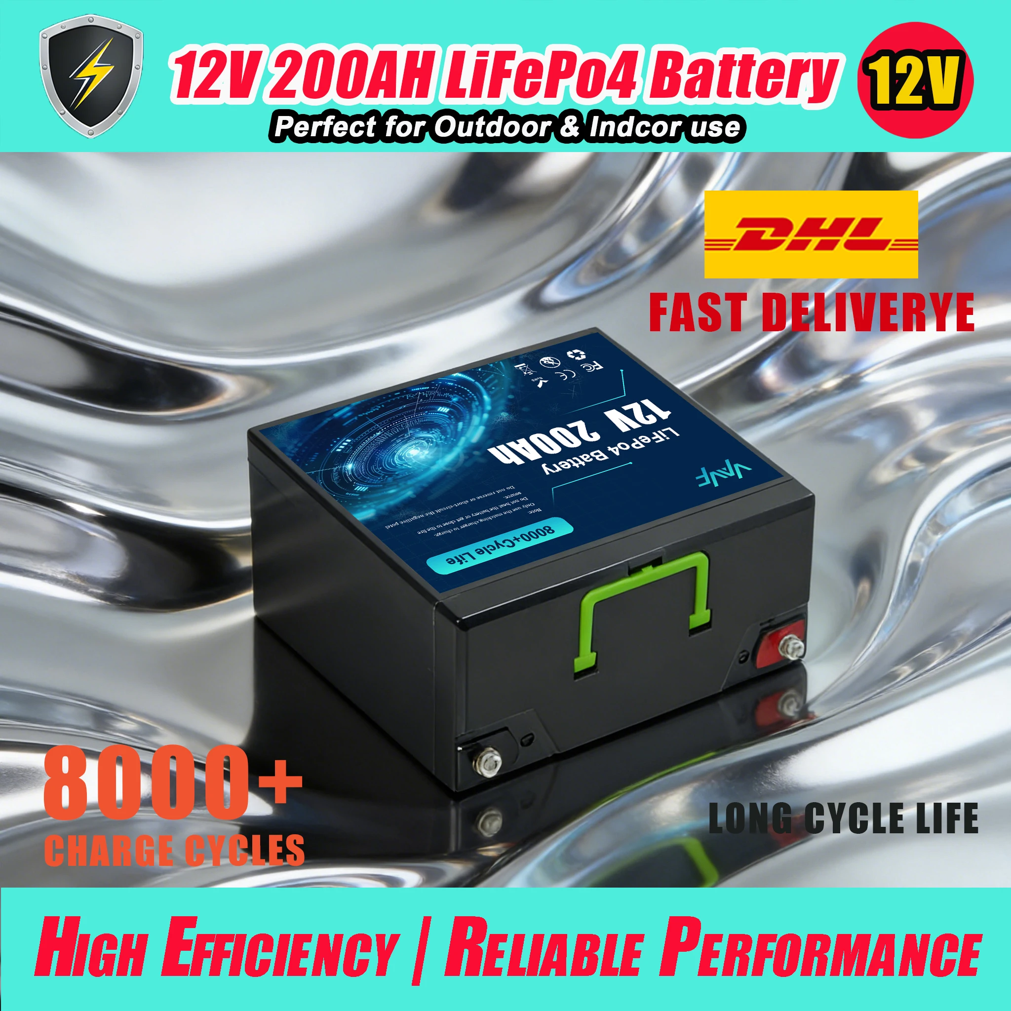 

12В Аккумулятор LiFePO4 14 Ач со встроенной интеллектуальной BMS, более 2000 циклов, подходит для солнечных панелей Кемперы, морские суда, техника для оверлендинга