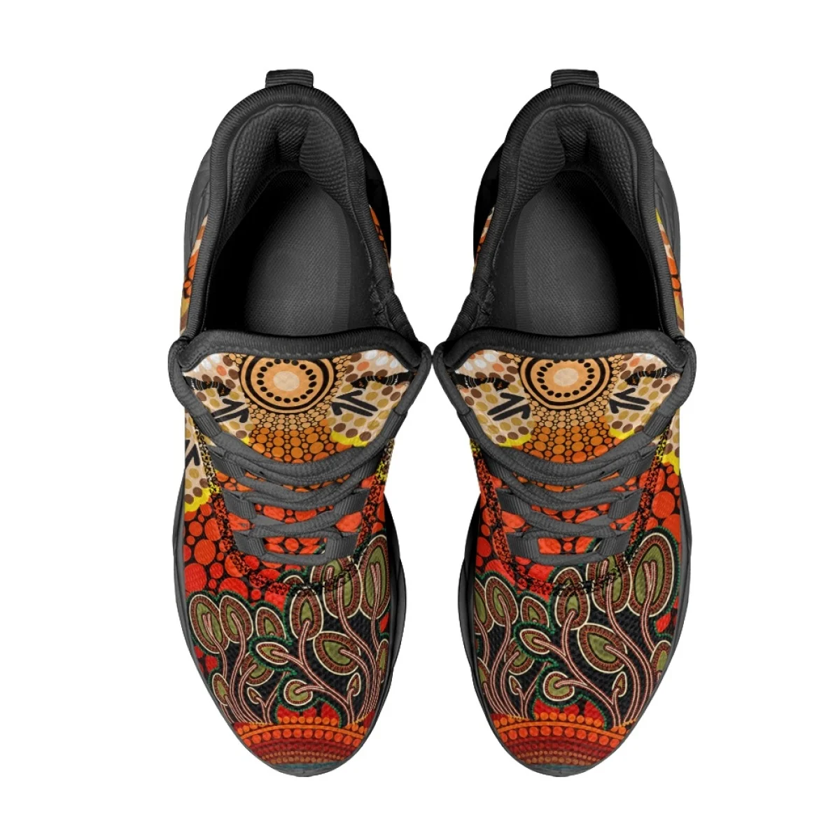 Australian Aboriginal Sun Emu Black Print Sneakers Tribal Casual Non-slip Lace-Up Flat Shoes Summer Breathable Vulcanized Shoes