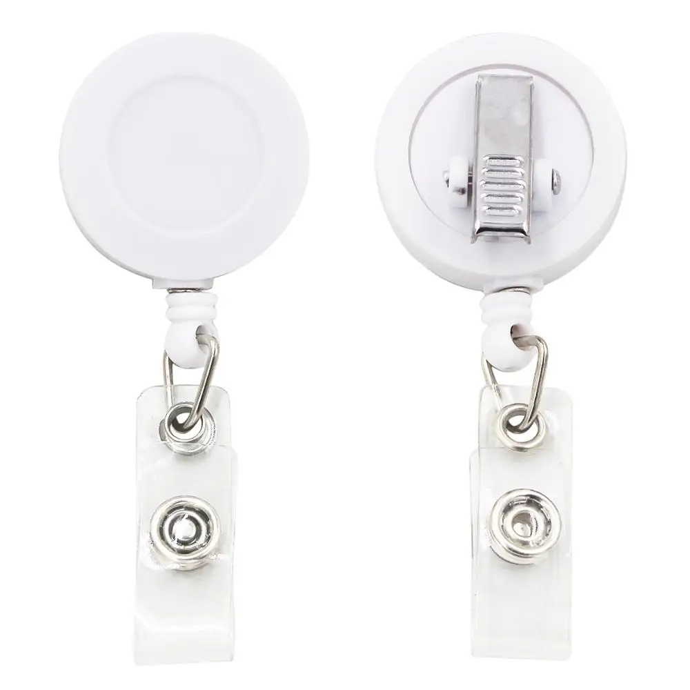 جديد 10 قطع أسود أبيض قابل للسحب شارة حامل ID شارات بكرة كليب على حاملي بطاقة مع التمساح كليب