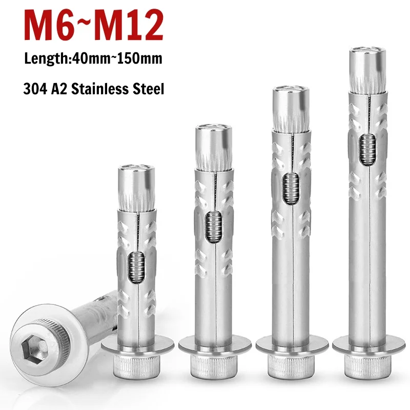M6 M8 M10 M12 304 A2 Stainless Steel Hexagon Hex Socket Head Built-in Expansion Screws Inner Expansion Concrete Anchor Bolt