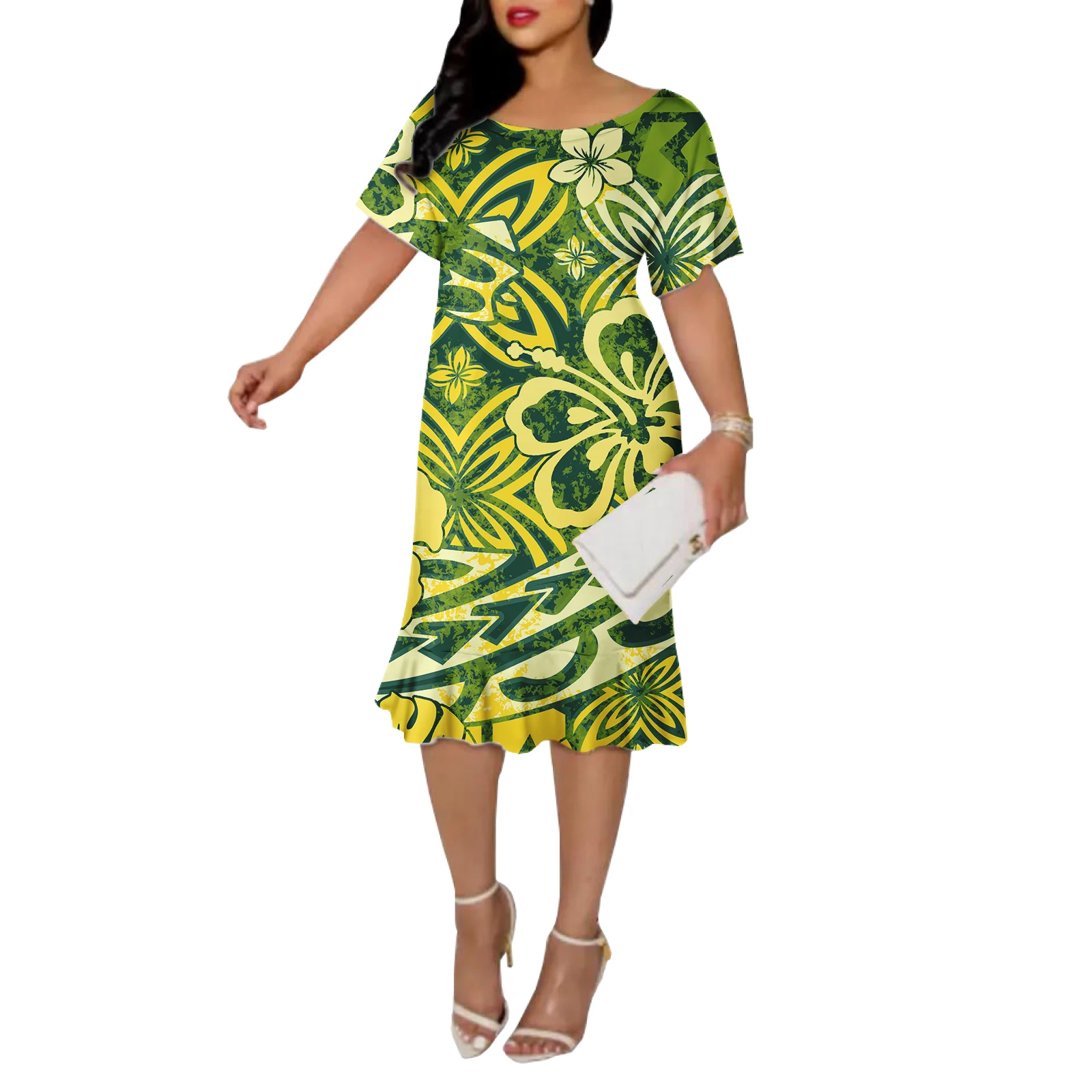 Robe de sirène mi-longue pour femmes, jupe de plage d'été, robes de Rh, floral décontracté, Puletasi Samoan