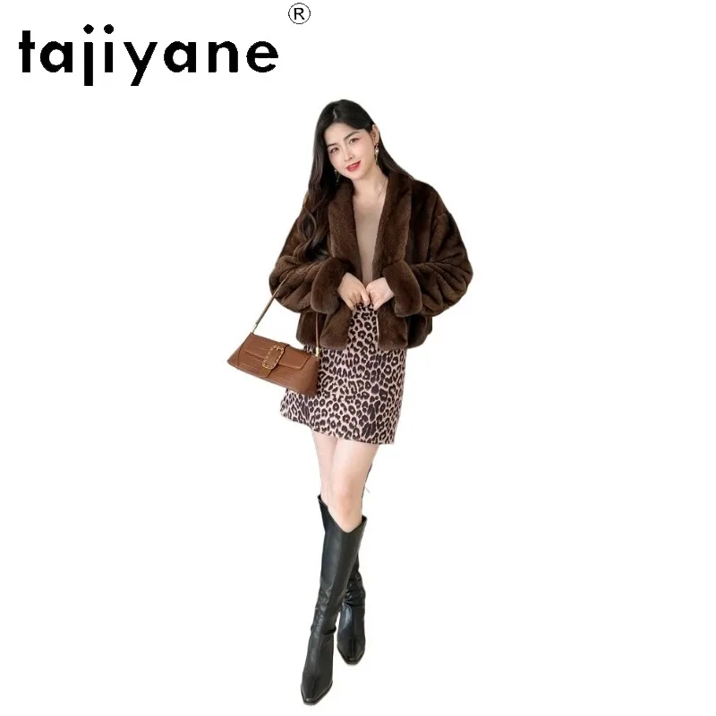 TAJIYANE High Quality Velvet Mink Real Fur Coat Woman Luxury Whole Mink Fur Jacket Short Coats Stand-up Collar Outerwear Winter