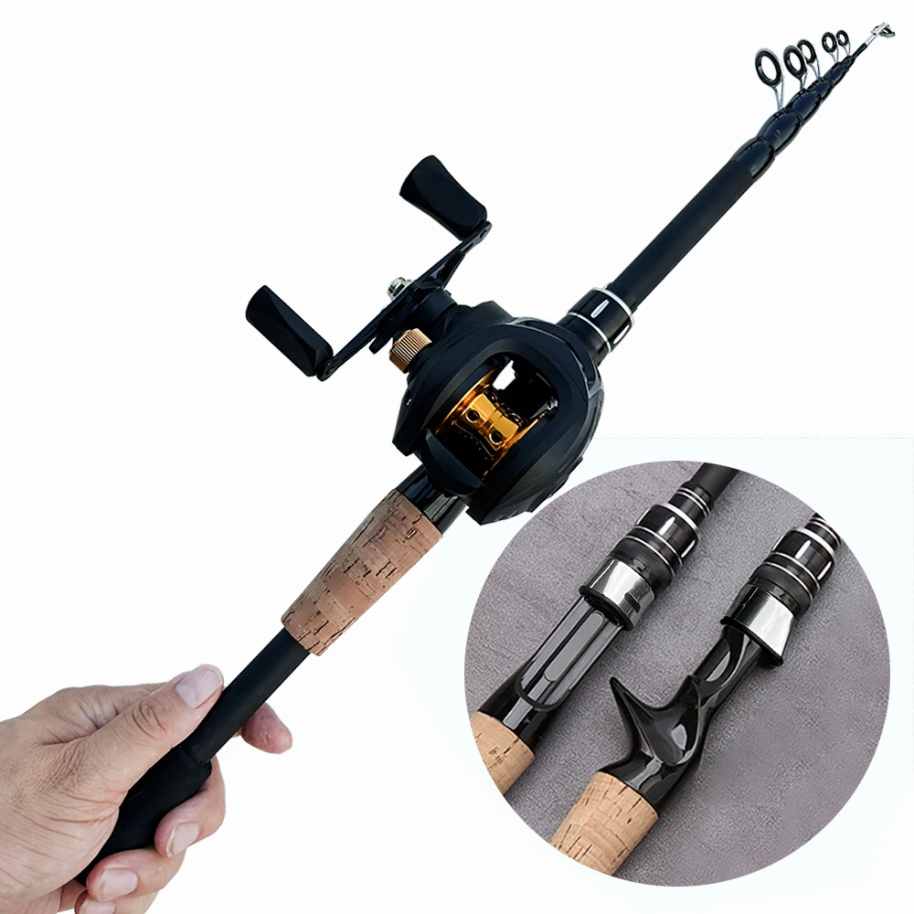 Casting Fishing Rods Combo Telescopic Rod and 19+1BB Baitcasting Reel Travel 1.5m-2.4m for 8-25g Lure Carbon Trout Fishing Set