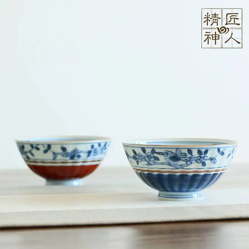 In Stock Japanese Imported Arita Ware Dyed Flower And Bird Pattern Rice Bowl Set Couple Bowls Porcelain Gift Box
