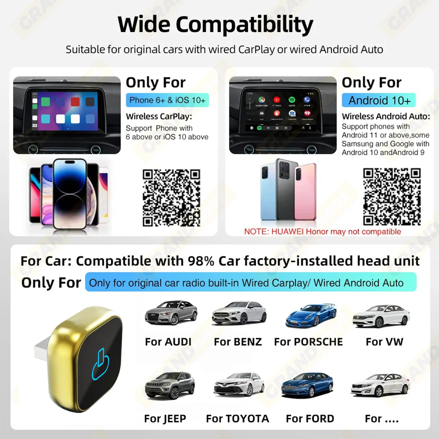 2025 Новый беспроводной адаптер Carplay, проводной к беспроводному Carplay и Android Auto Smart Box Plug Play для Volvo Benz Mg Kia Chery VW