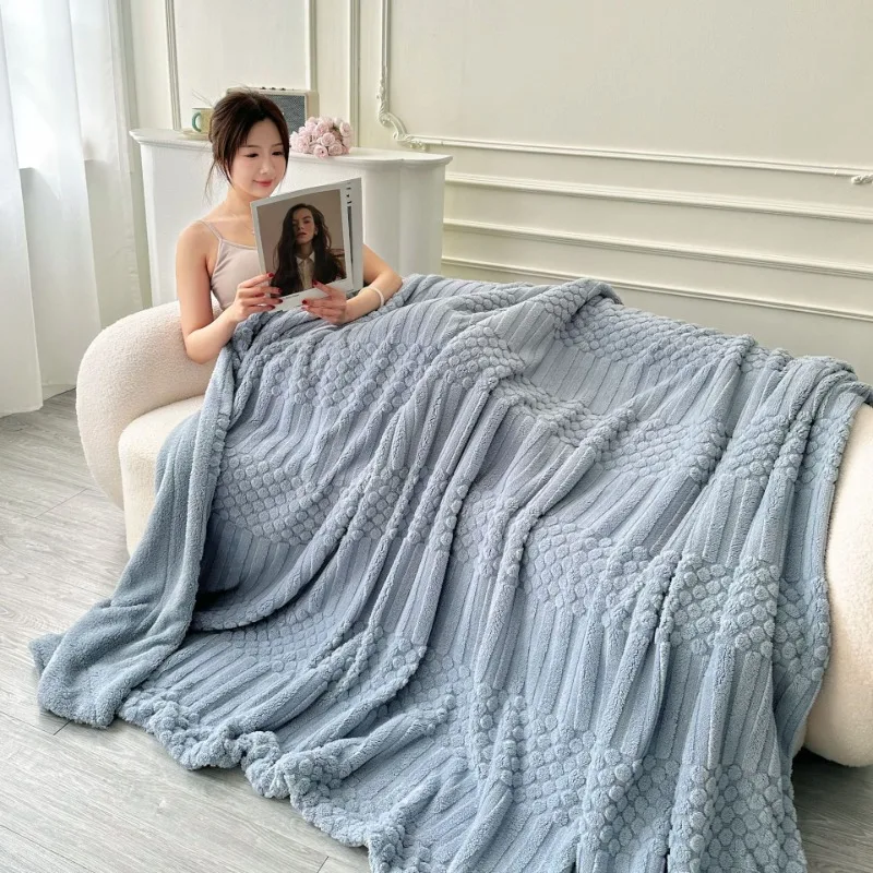 

New Thick Warm Fleece Blanket Lightweight Luxury Solid Color Multifunctional Rabbit Fleece Blanket Bedroom Living Room Blanke