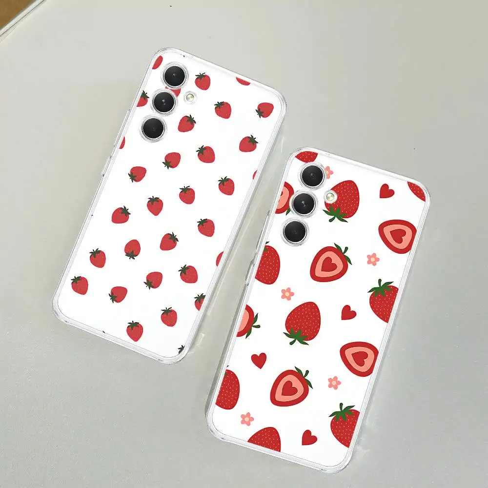 

Peach Strawberry Phone Case For Samsung Galaxy A52 A12 A51 S21 Edge S22ULTRA S23 S24 S25LITE Plus Ultra Transparent Cover