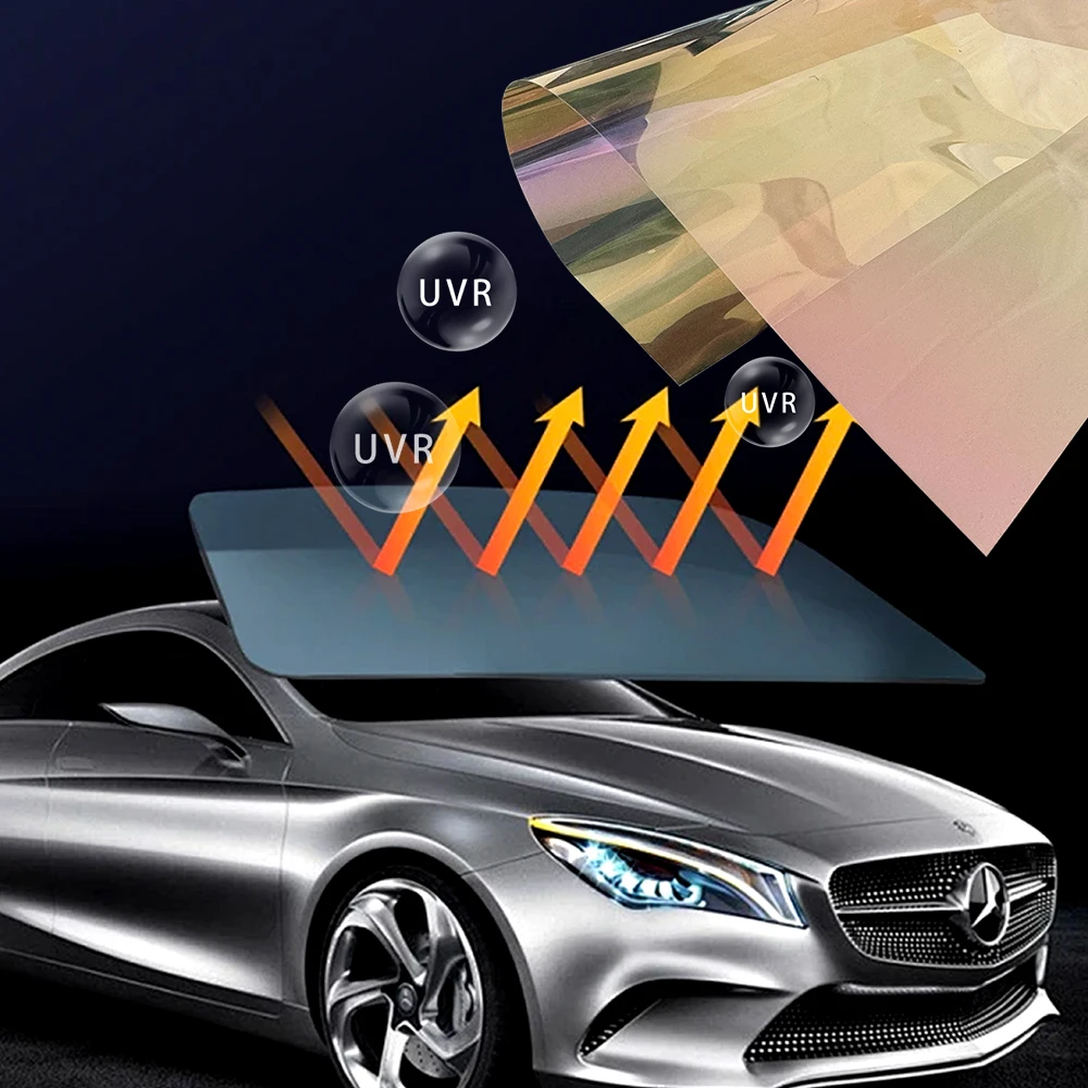 2025 80% vlt الحرباء تينت نانو السيراميك الشمسية الملونة سحر الذهب سيارة الزجاج الأمامي الحرباء تينت فيلم