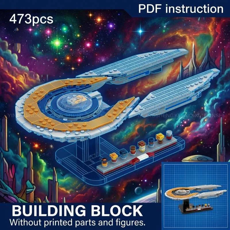 

Конструктор MOC «Звездный космический корабль-галиакруизер» с подставкой для демонстрации