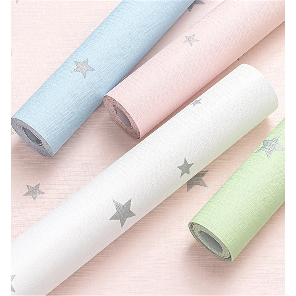 Baby Boy Girl Colorful Star Wallpaper Childrens Bedroom Decor Self Adhesive PVC Furniture Wallpapers Kids Mural Cartoon Stars