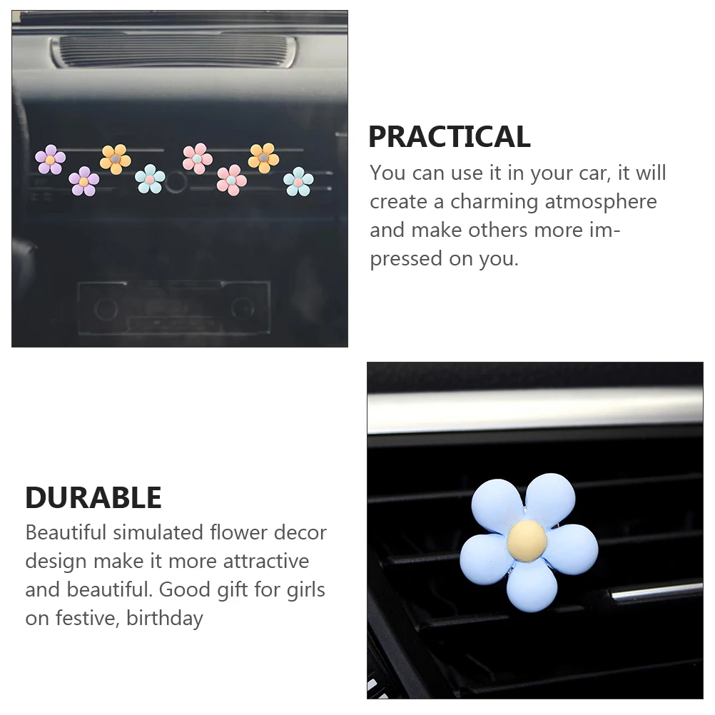 

5pcs Flower Air Freshener Clips Car Vent Outlet Accessories Decor for Women Lightweight Durable Refresher Simple Installation