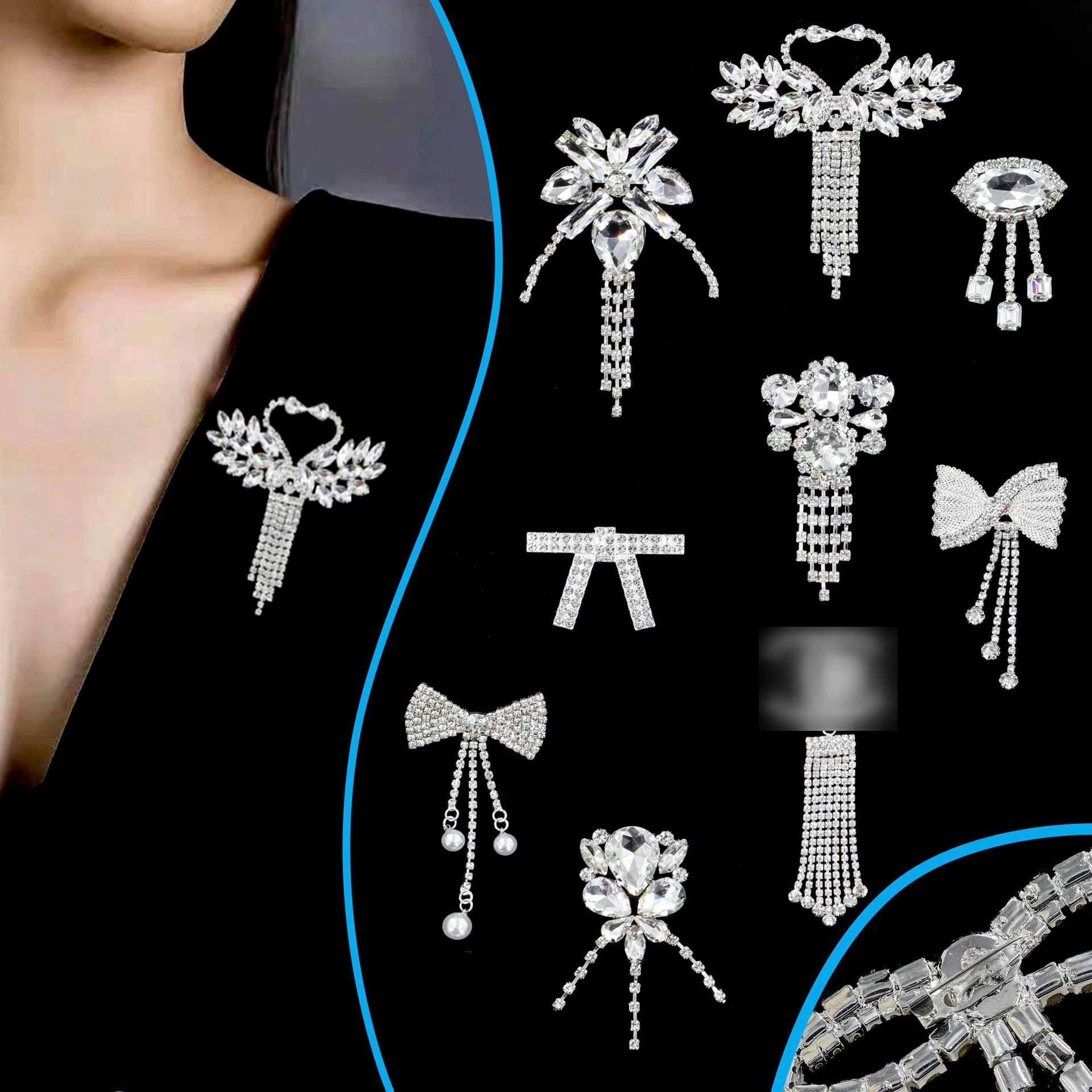 

Elegant Rhinestone Brooch with Tassel Handmade Soldered Pin for Clothing Fashion Jewelry Premium Decoration Accessories