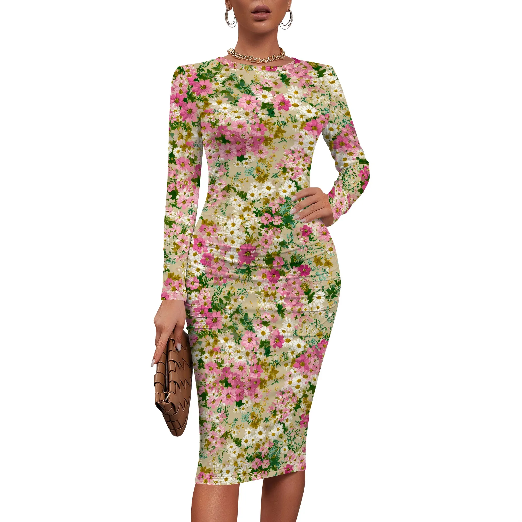 

Women's Vintage Short Sleeve Polka Dot Falbala Fold Slim Fit Pencil Dress
