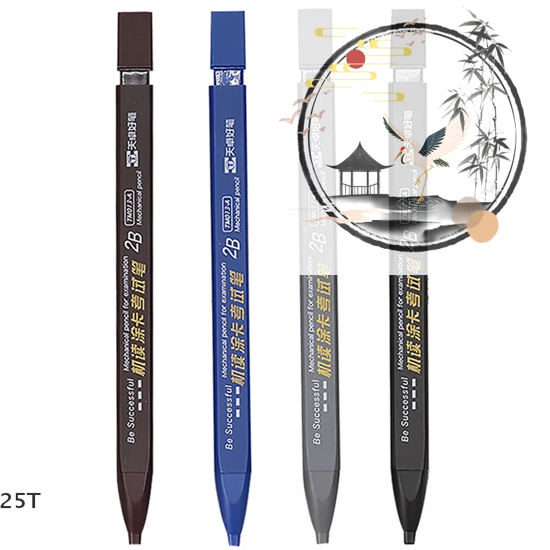 

Механический карандаш с толстой плоской головкой для рисования 2B со стержнями, карандаш для офиса, автоматические офисные школьные принадлежности для письма